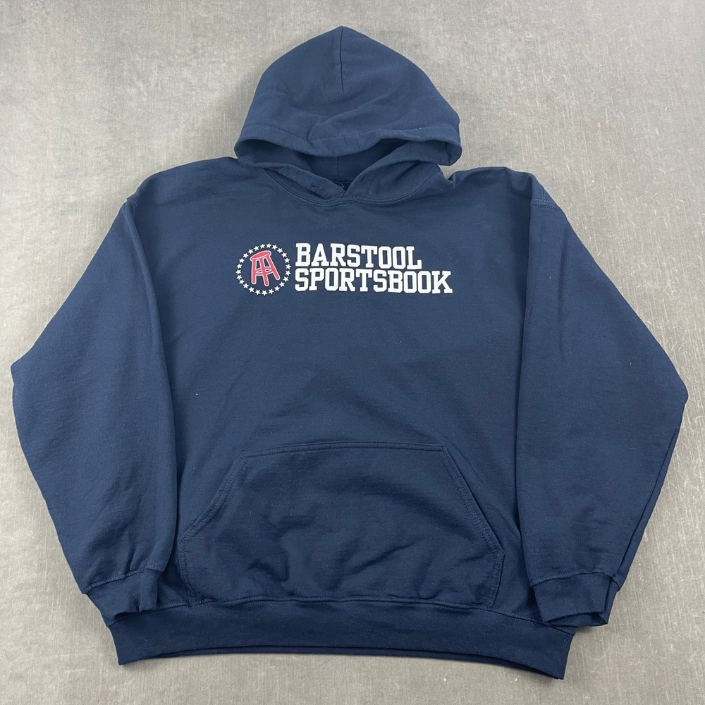 Barstool Sportsbook Mens X-Large Navy Gildan Blue Hoodie Graphic Sweatshirt